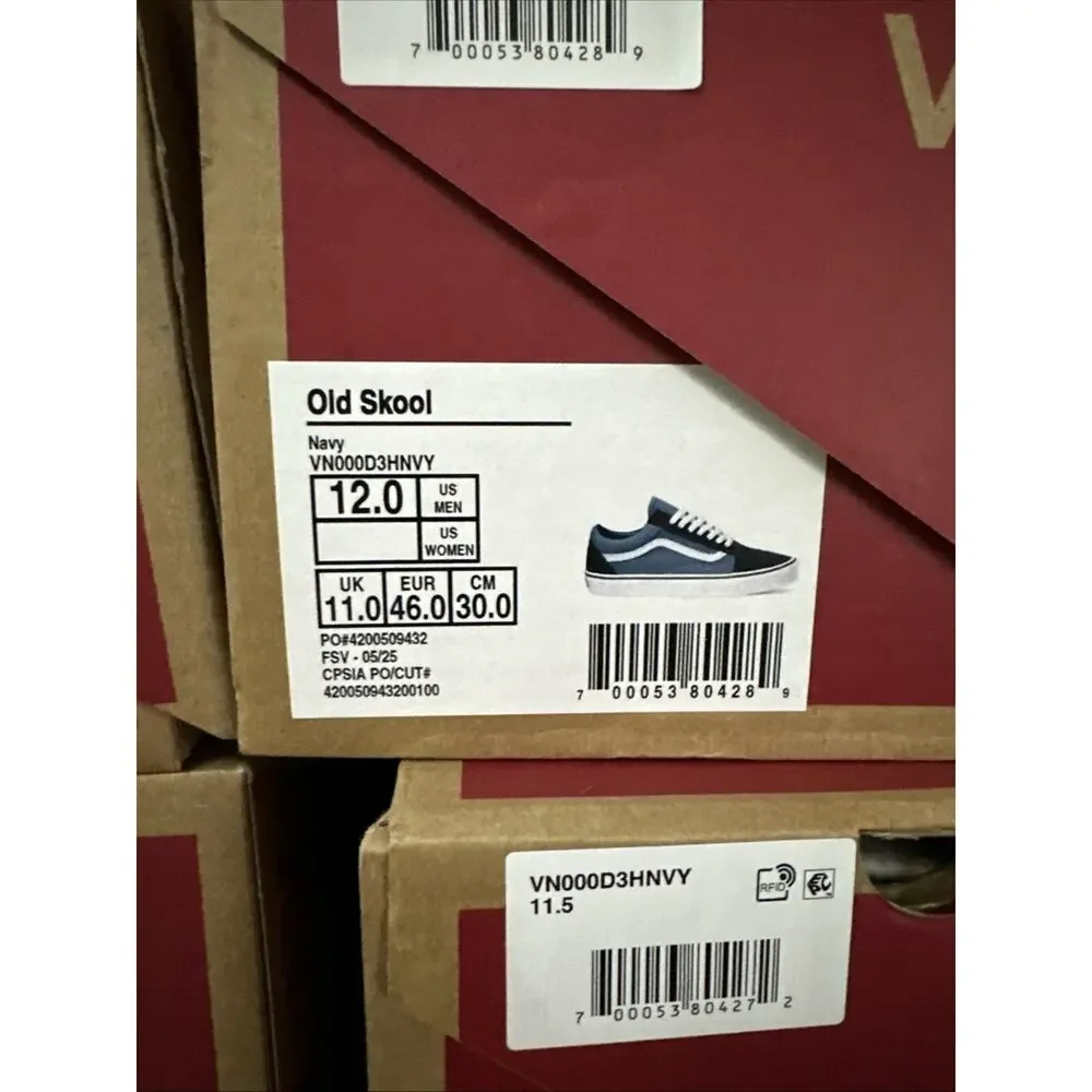 New Men's Size 12 Vans Old Skool Navy Blue Skate Shoes VN000D3HNVY